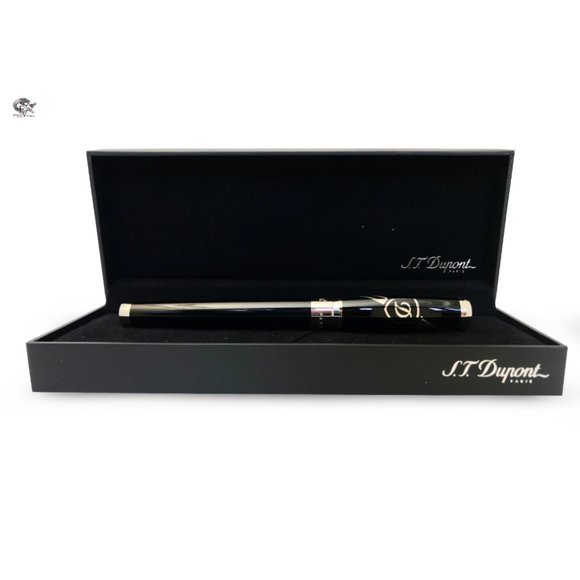 ST Dupont 410608 Elysee Line D Blazon Placed Lacquer Black S Nib M Fountain Pen - Picture 7 of 9